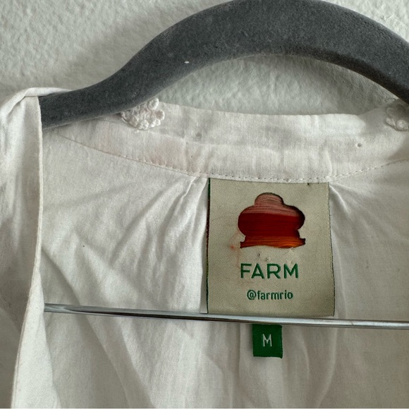 FARM Rio Off White Flutter Sleeve 3D Flower Cotton Mini Dress Size Medium - Picture 4 of 7